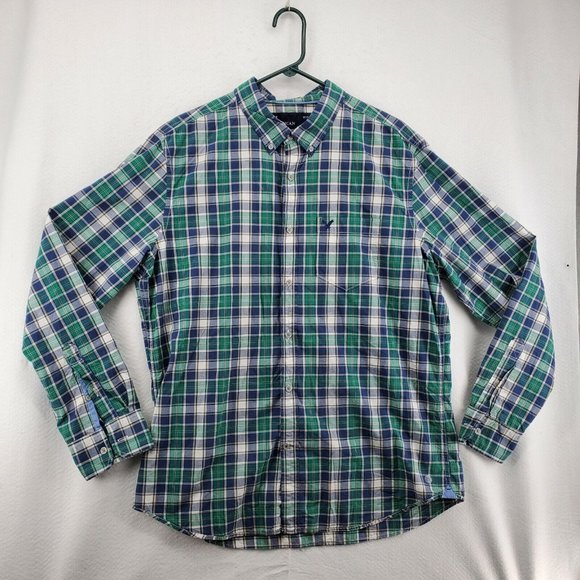 American Eagle Outfitters Shirt Mens Blue Plaid 100% Cotton Size Extra Large - Picture 2 of 12